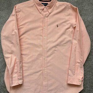 Ralph Lauren Classic Fit Peach Oxford Button Down Shirt Men's XLarge Polo Pony
